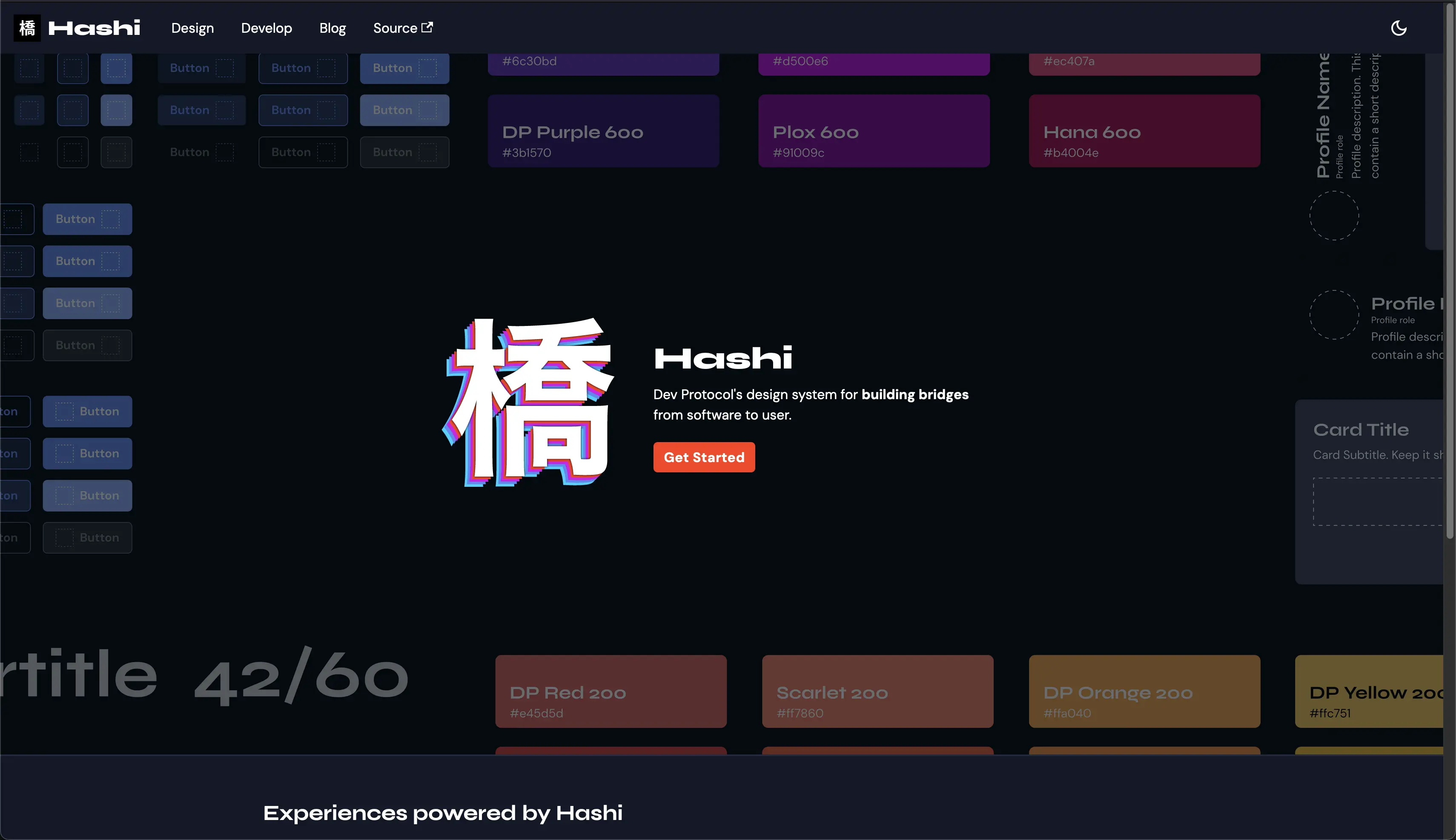 A screen capture of Hashi's website