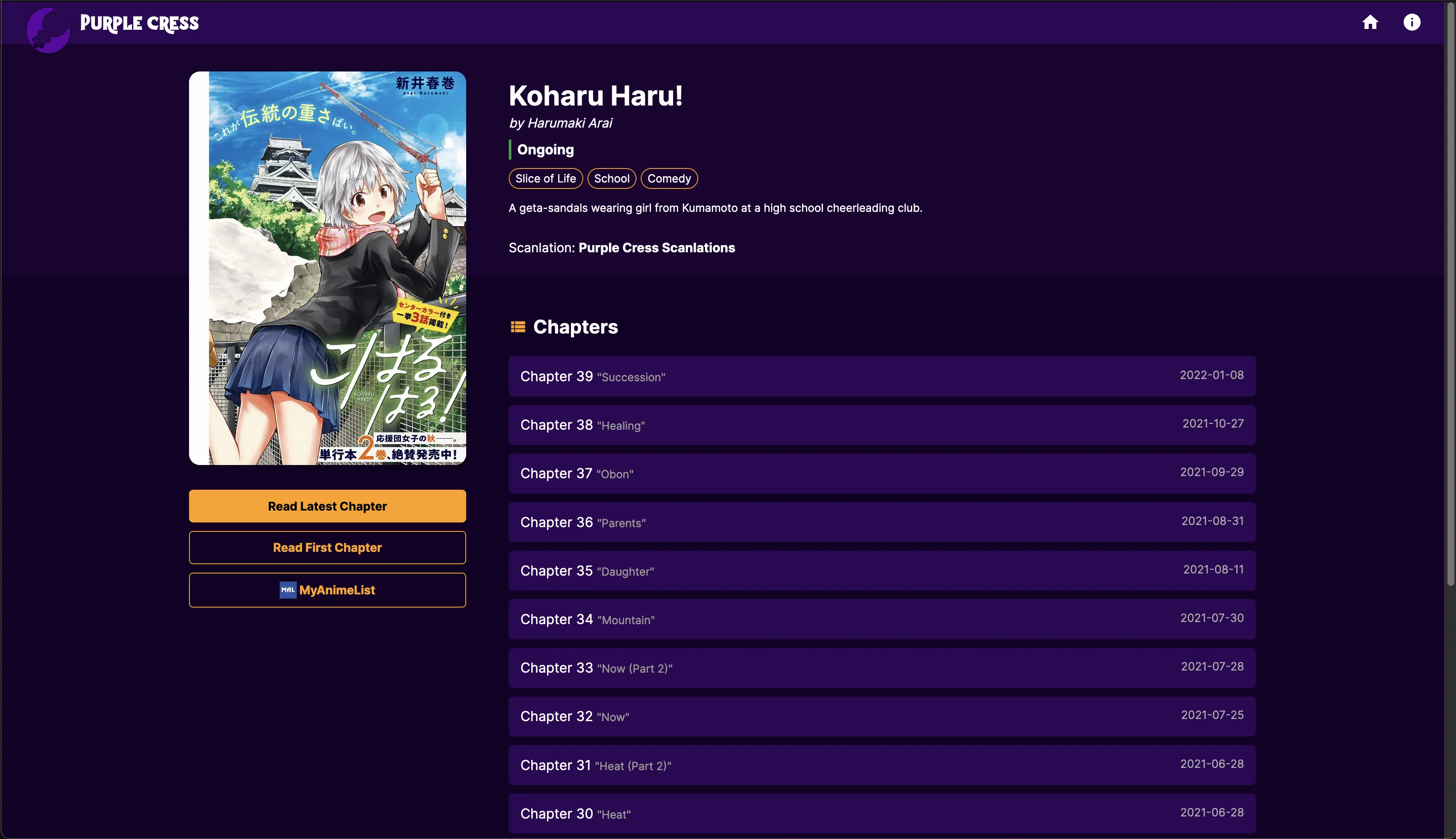 A screen capture of the series preview page.